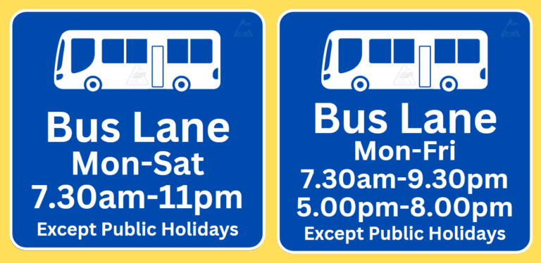 Normal bus lane and all day bus lane timing