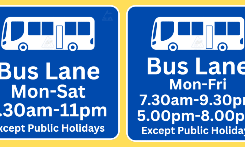 Normal bus lane and all day bus lane timing