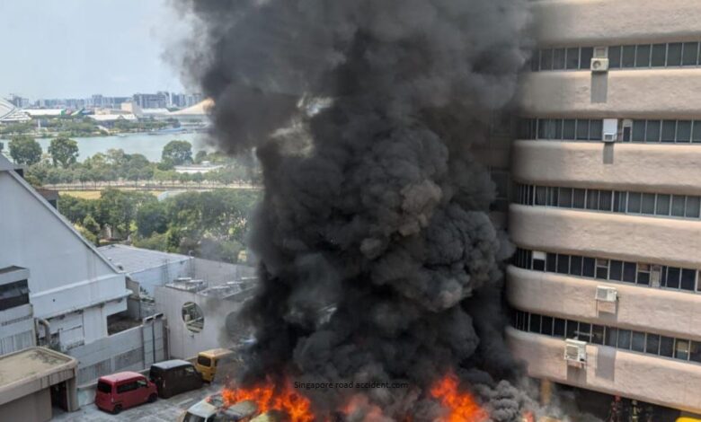 Cars on fire at golden mile tower