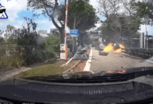 Porsche burst into flames on Nicoll Highway 2 Mar 2025